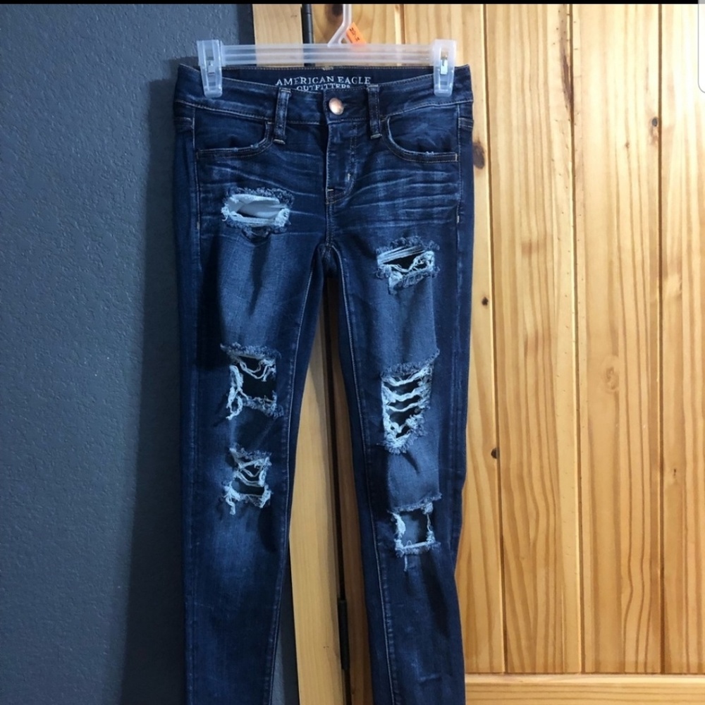 American Eagle Super Skinny Destroyed Jeans